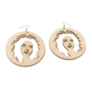 Lauryn Hill Round Wooden Earrings