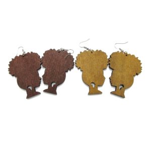 Afro Wooden Natural Hair Silhouette