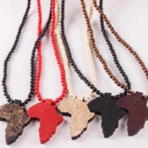 Africa Map Pendant Wooden Fashion Unisex Necklace