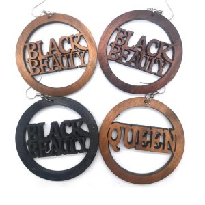 Black Beauty Queen Wooden Earrings